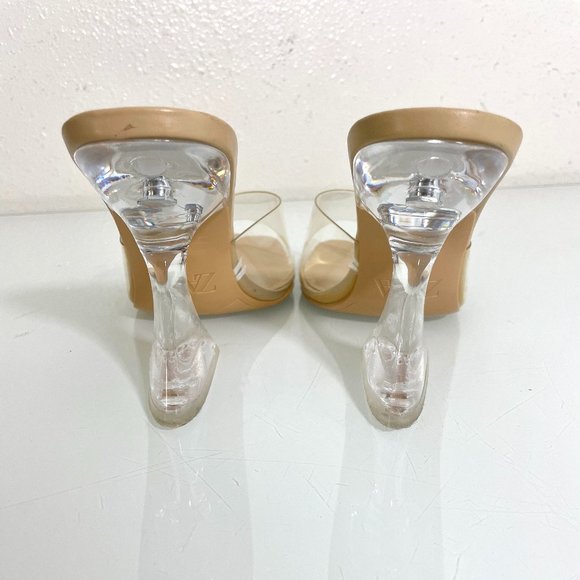 Zara Open Toe Vinyl Sandal Heels - Picture 5 of 6